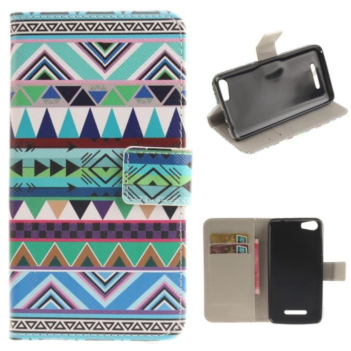 Étui Portefeuille Magnétique Pour Wiko Lenny 2 - Cuir PU Effet Daim - Avec Emplacements Cartes - Protection Complète - Couleur Rouge
