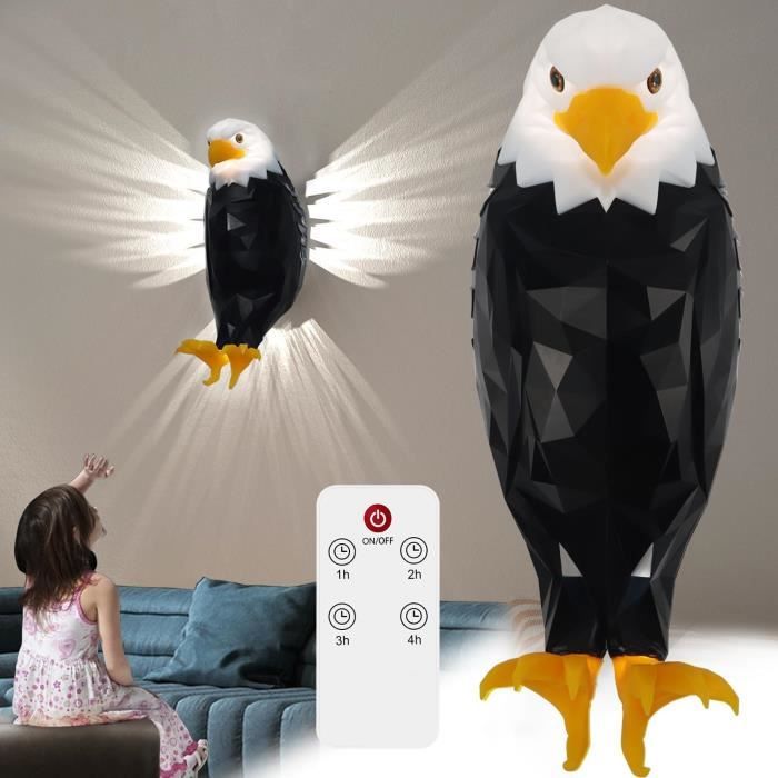 Applique Murale à LED en Forme dAigle à Tête Blanche Lampe Aigle Magnétique Montée au Mur pour Chambre Salon Couloir