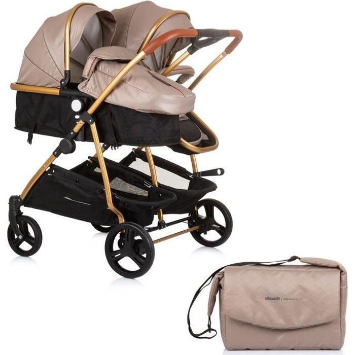 DUO SMART Poussette jumeaux ou enfants rapprochés largeur 79 cm Beige sans cosy