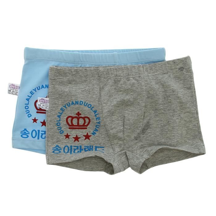 2pcs Calecon Boxers Shorty Pour Bebe Enfant Garcon Sous Vetement Bleu Gris En Coton Bleu Cdiscount Pret A Porter