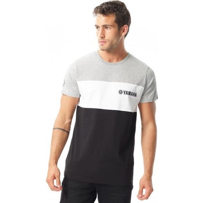 tee-shirt homme manches courtes yamaha tricolore - gris - confort respirant stretch