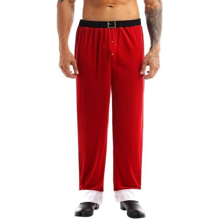 YIZYIF Pantalon de Noël Homme Déguisement Père Noël Costume Pantalon
