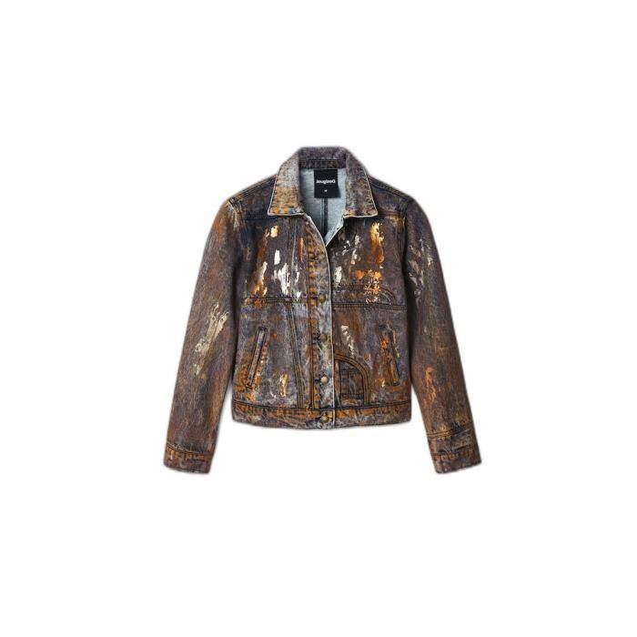 Veste en jean femme Desigual Los angeles - marron/bleu - M