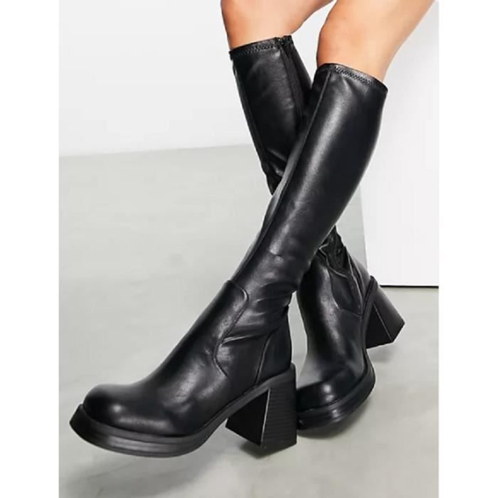 Bottes Montantes Souples à Talon MiHaut ASOS Noir Hauteur de la