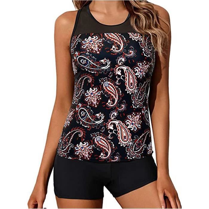 Bikini Taille Haute Push-Up Pour Femme - Maillot De Bain 2 Pièces Rembourré Avec Contrôle Du Ventre