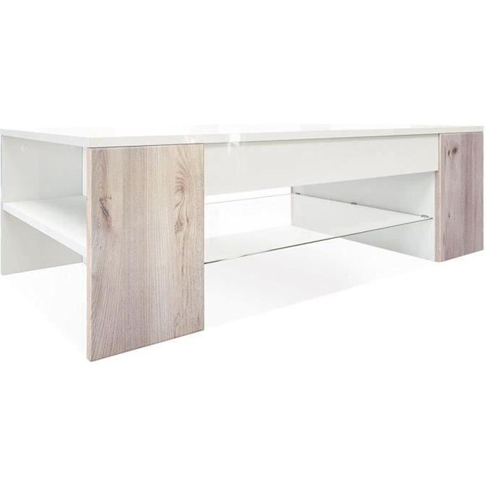 table basse - mpc - blanc - brillant - 37 cm - adulte - salon - rectangulaire