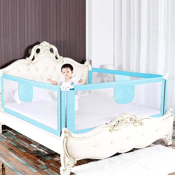 Barrière De Lit Pour Enfant Et Adulte Réglable En Hauteur - Maille Respirante Noir 150x70x26cm