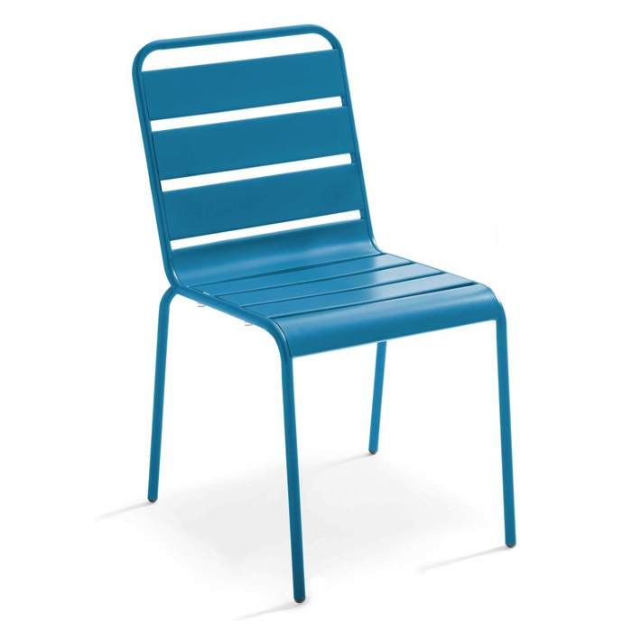 Chaise de jardin en métal bleu pacific Palavas Oviala Chaise de jardin en métal bleu pacific Palavas Oviala