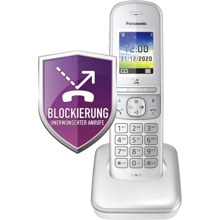 Téléphone fixe sans fil Panasonic KX-TGH710GG - DECT - Blocage d'appels - Babyphone intégré - Perle-argent