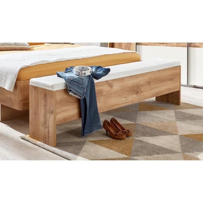 Banc Bout De Lit En Panneaux De Particules Et Polyurethane Chene Blanc Dim 185 X 48 X 33cm Achat Vente Bout De Lit Banc Bout De Lit Chene Blanc Cdiscount