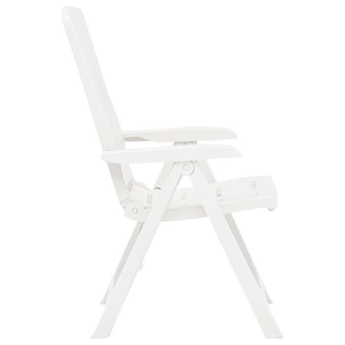 Chaises inclinables de jardin 2 pcs lit- Pwshymi - Simplicitate - Blanc - Plastique - 60 x 61 x 109 cm