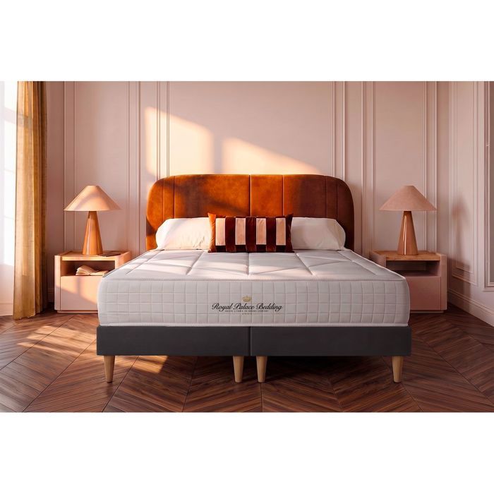 Ensemble matelas ressorts ensachés + mémoire de forme maxi épaisseur Windsor 200x200 double sommier