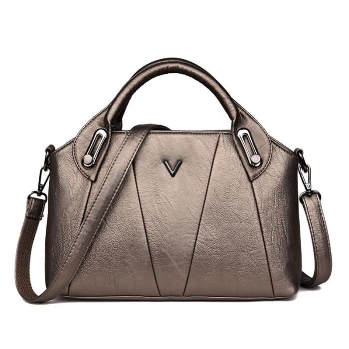 Sac à Main En Cuir Vintage - Marron - Sac Porté Épaule - Occasion - Sans Marque