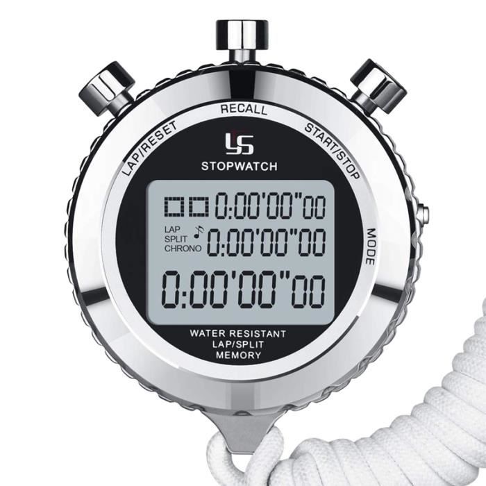 Ys Silent Chronometre Chronometre De Sports En Metal Numerique Avec Compte A Rebours 100 Tours De Memoire Grand Ecran Reveil Cdiscount Sport