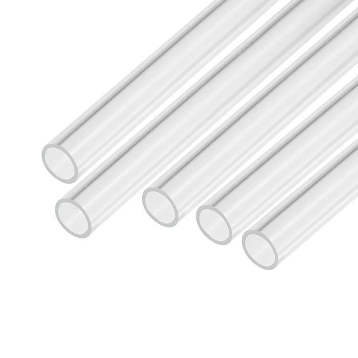 9 Tubes Acrylique Transparents Rigides 7mm Intérieur / 10mm Extérieur / 15cm - Pour Lampes, Refroidissement Eau, DIY