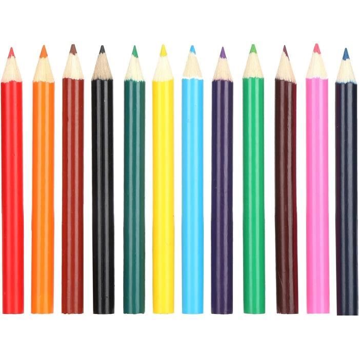 Ensemble de Crayons de Couleur, 12 Pièces Crayons Courts