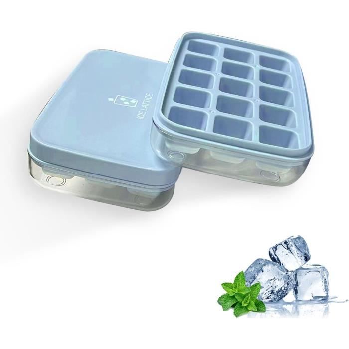 Bacs à Glaçons En Silicone Avec Couvercle (Lot De 2) - 37 Glaçons Carrés Par Bac, Empilables - 2