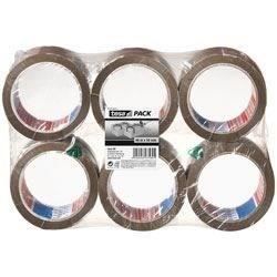 TESA Ruban adhésif d'emballage carton - Lot de 6 - 66m x 50mm - Marron