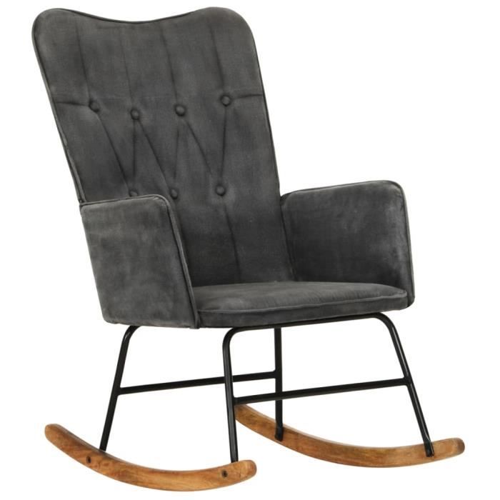 mad fauteuil à bascule noire vintage toile - mdx21412