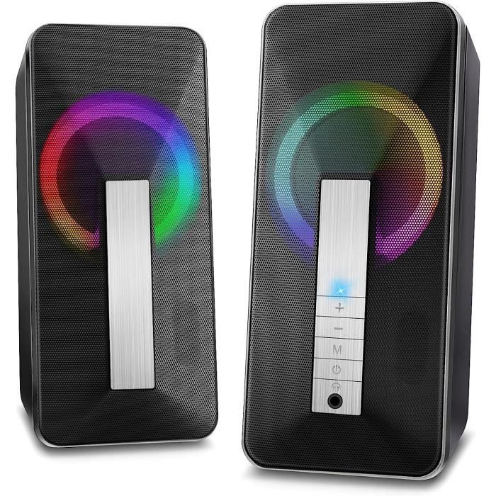 Black-Mini haut-parleurs filaires USB pour ordinateur de bureau