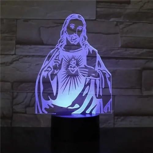 Enseigne Lumineuse Néon Croix Jésus - Lampe Acrylique 50x40 Cm - Décoration Murale