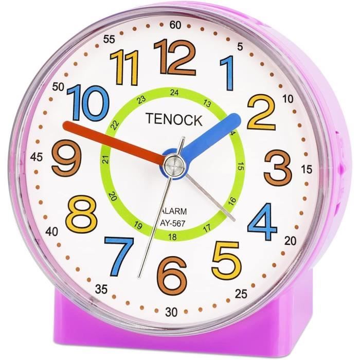 WMLBK Réveil pour enfants, réveil analogique silencieux sans tic-tac avec veilleuse, horloge d'apprentissage numérique pour enfants pour garçons et filles, chambre à coucher, bureau, chevet (jaune WMLBK Réveil pour enfants, réveil analogique silencieux sans tic-tac avec veilleuse, horloge d'apprentissage numérique pour enfants pour garçons et filles, chambre à coucher, bureau, chevet (jaune