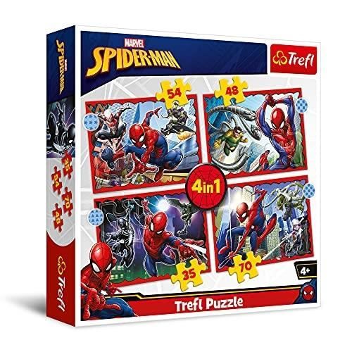 Puzzle 4 en 1 - TREFL - Spiderman - 4 puzzles - Moins de 100 pièces - Multicolore