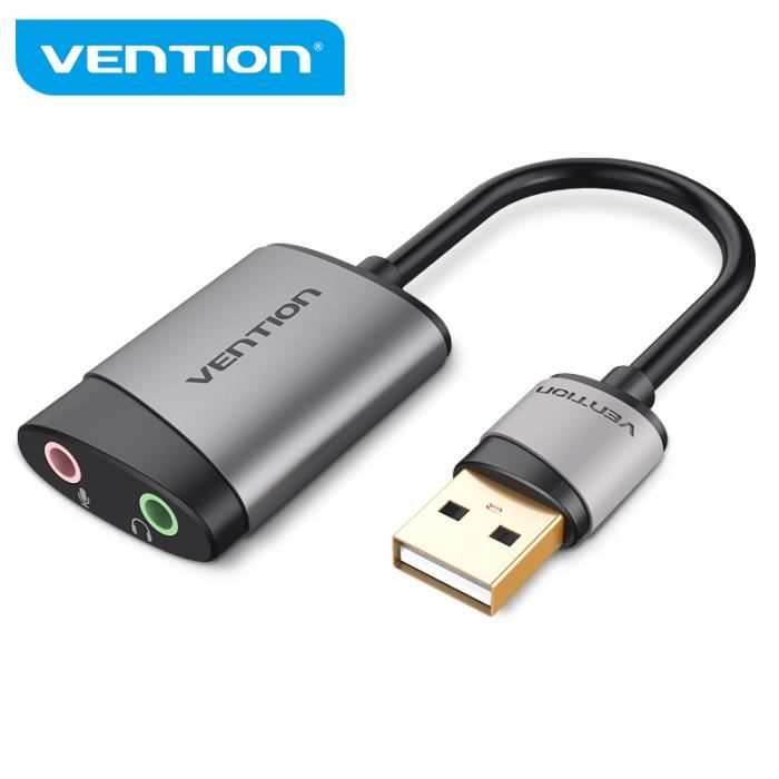 Carte son USB VENTION Adaptateur audio 35 mm Micro intégré Plaqué or 44148K@16bit - vue 2