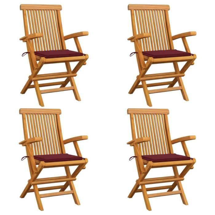 Édition F Niederlehner chaise de jardin chaise 97 x 46cm Coussin d'assise lavable bordeaux 