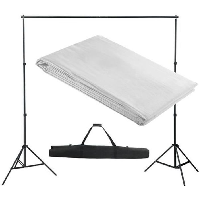 vidaXL Système de support de toile de fond 300 x 300 cm Blanc
