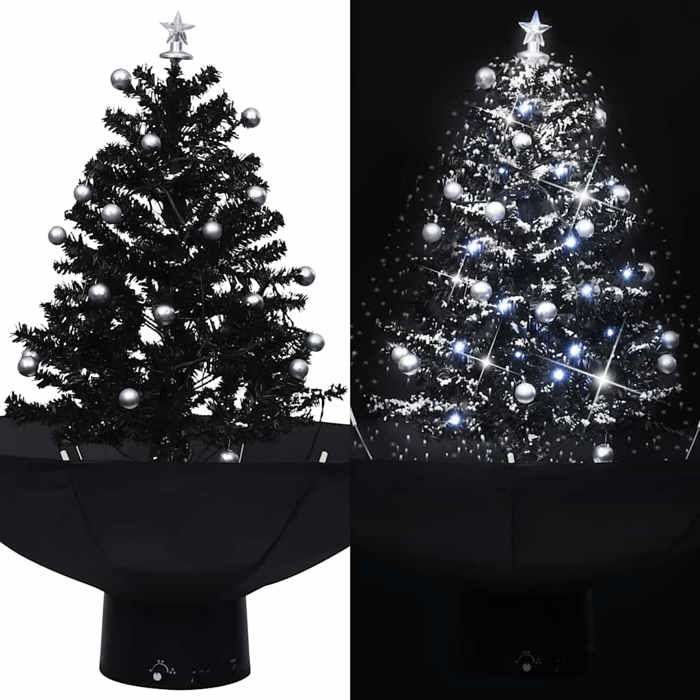 vidaXL Arbre de Noël Neigeux avec Base de Parapluie Décoration de Noël Sapin Artificiel Salon Salle de Séjour Maison 289931