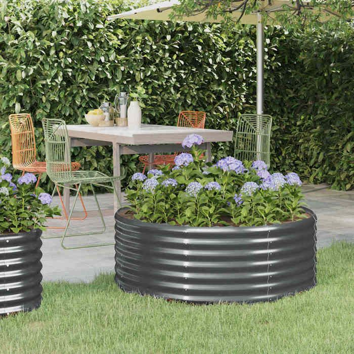 vidaXL Lit Surélevé de Jardin Pot à Fleurs Boîte à Plantes Lit Surélevé Patio Terrasse Extérieur Acier Galvanisé 100x100x36 318986