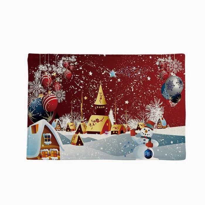 Lot de 4 Set de table De noël impression Coton et lin Tapis isolant de