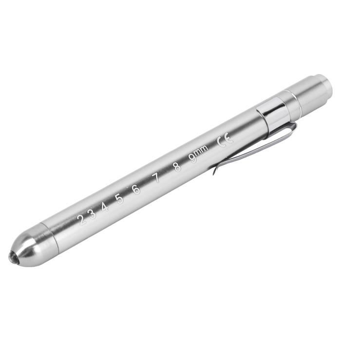 Lampe stylo Lumières de stylo pour les infirmières Clip Lampe de poche LED  à tête convexe à lumière blanche Argent 130113