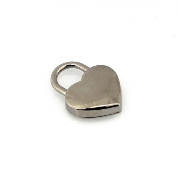 Cadenas En Forme De Coeur Métal Avec Clé - Serrure Décorative Pour Bijoux, Journal, Bagages (Blanc)