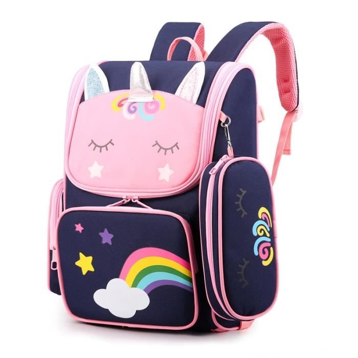Black small Sacs d cole pour enfants licorne 3D de dessin anim