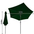 Parasol inclinable 2.70 x 2.45m Protection UV 30+ Vert - LOSPITCH - Pied central - Manuel - Pliant-1