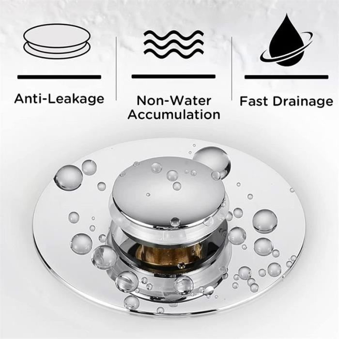 2 Pièces 4 Joints Bonde De Lavabo Pop-Up Universel Bonde Lavabo Filtre De Vidange Anti Bloque Bouchon Devier Bouchon Lavabo Flitre Cheveux Anti Odeu 92347530