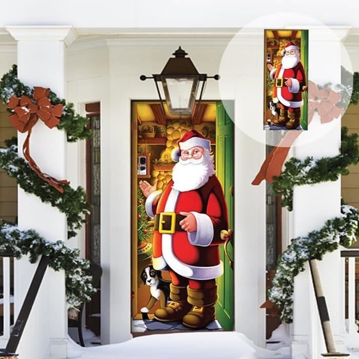 DaPongZhi Couverture De Porte Noël, 200 X 90cm Bannière De
