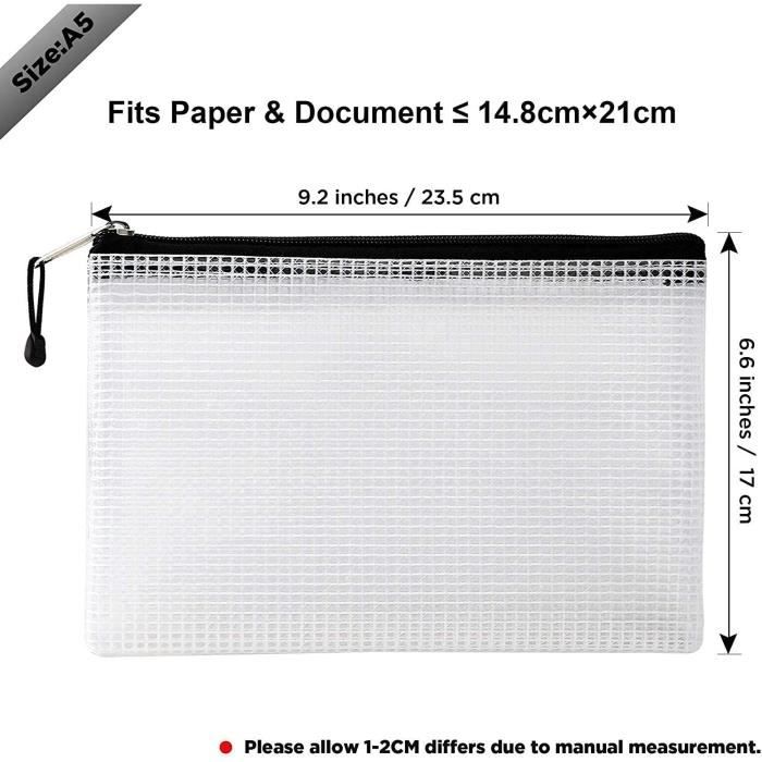 ipow 30 Pcs A5 Pochette à Document/Sac de Fichier en Plastique PVC Mesh