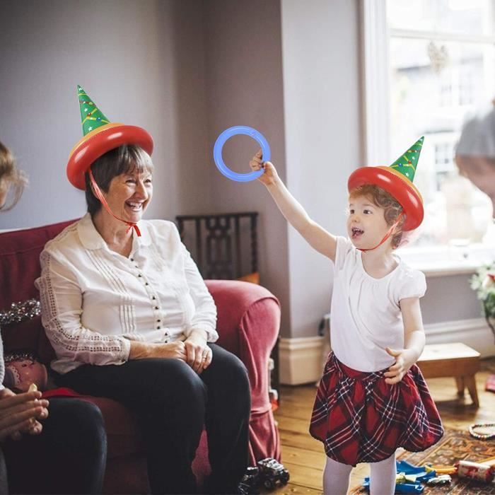 Jeu De Lancer D'anneaux Gonflable Pipihome – Thème Renne De Noël, Avec Pompe Manuelle, 2 Bois Et 12 Anneaux – Jeu Familial Intérieur/extérieur