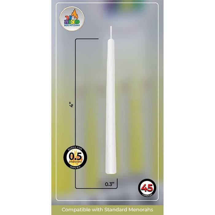 Ner Mitzvah Bougies Hanouka - Décorées Sans Gouttes - Hanukkah Candles Cire De Qualité Supérieure - 45 Bougies Par Boîte - Multicolore