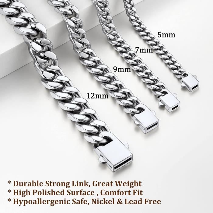 Collier Chaîne De Blé En Acier Inoxydable Stfery - 90cm - Homme Et Femme - Cadeau Anniversaire Idéal