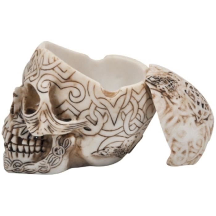 Cendrier Décoratif En Forme De Tête De Mort - Blanc - Polyrésine (12x9 Cm)