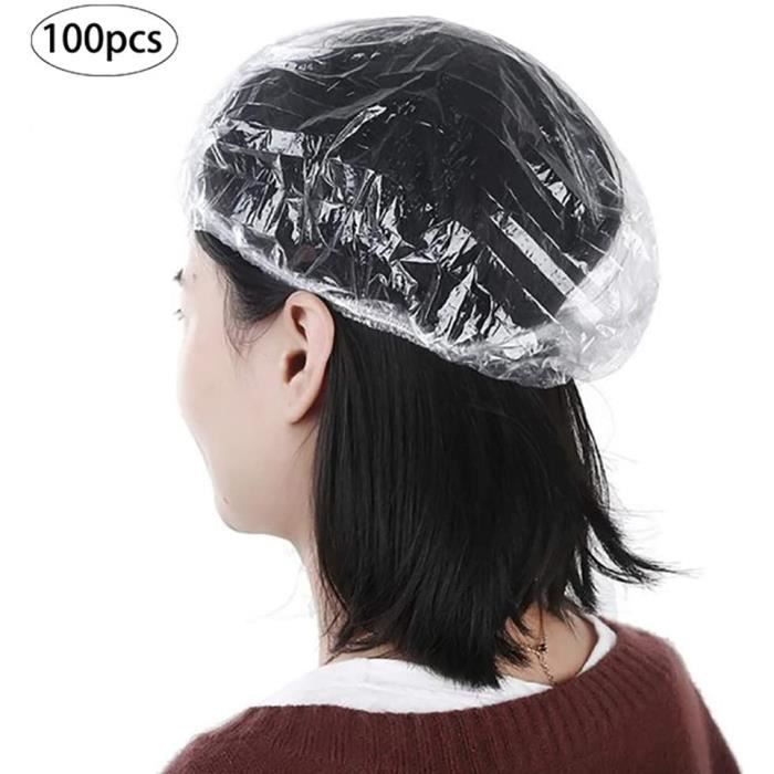 100 pcs effacer les bonnets de douche en plastique jetables épais bonnet de  bain capuchon de cheveux de bain pour les femmes spa, - Cdiscount Au  quotidien