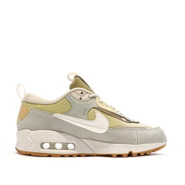 Baskets Femme Nike Air Max 90 Futura Dorees Lacets Talon Plat