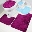 3Pcs en Kit Tapis de Bains-Toilettes Housse Couvercle Toilette Antidérapant Absorbant Coquillage en Rose Rouge Tapis WC en Flanell-2