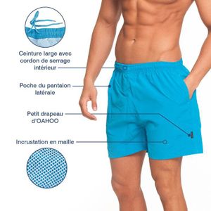 Short De Bain Homme Séchage Rapide - Maillot Piscine Poches Zippées Maille Doublure - Short Court Plage Natation