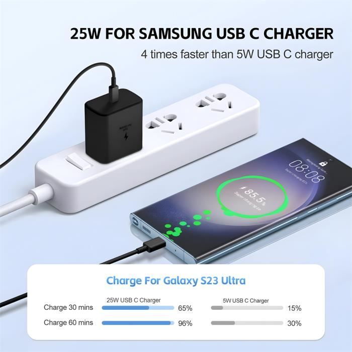 Samsung Original 25W Efficiency Adapter sans câble de chargeur - Noir
