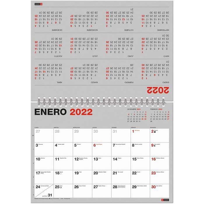Petit calendrier de bureau Witte 2022 - Calendrier de table 2022 -  Calendrier 2022 